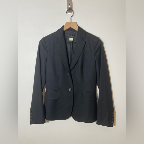 J Crew Womens size 0 Black 100% Wool Blazer Office Career - Picture 1 of 8